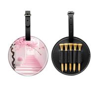 WZYCWB Pink Cherry Blossom Staircase Special Printed Golf tee Storage Bag - Portable Hanging Buckle Design