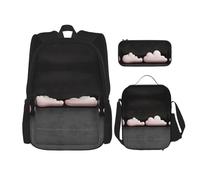 WZYCWB Pink clouds Backpack set (3-piece set) - student school bag + pencil case + lunch bag, large capacity backpack