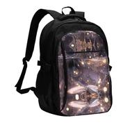 WZYCWB Pink Crystal Printed laptop backpack, business men's commuter backpack, computer bag with USB port charging