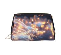 WZYCWB Pink Firefly Printed Leather Cosmetic Bag for Women - Stylish and Soft, Durable