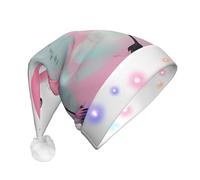 WZYCWB Pink Flamingo Adult Santa Hats, Plush New Year Christmas Party Gifts, Unisex New Year LED Light Santa Hats