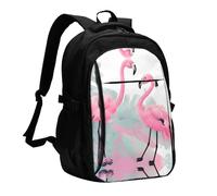 WZYCWB Pink Flamingo Printed laptop backpack, business men's commuter backpack, computer bag with USB port charging
