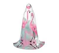 WZYCWB Pink Flamingo Printed Medium Hooded Cape, Holiday Party Costume, Carnival Party Prop, Sizes S/M/L