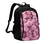 WZYCWB Pink Flowers Printed laptop backpack, business men's commuter backpack, computer bag with USB port charging