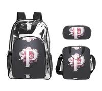 WZYCWB Pink letter p Printed backpack set | Lunch bag and pencil case | Perfect for work, business trips, and vacations.