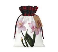 WZYCWB Pink Lily Christmas Gift Bags for Christmas Party Supplies Decorations, 8.3 * 11.8 Inch Colorblock Burlap Drawstring Gift Bags,
