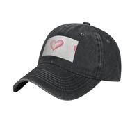 WZYCWB Pink Love Black Print Denim Baseball Cap, Adjustable, Suitable for Travel and Everyday Casual wear.