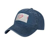 WZYCWB Pink Love Navy Blue Print Denim Baseball Cap, Adjustable, Suitable for Travel and Everyday Casual wear.