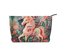 WZYCWB Pink Paper Cut Unicorn Printed Cosmetic Storage Bag, Perfect for Business Trips and Travel.