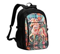 WZYCWB Pink Paper Cut Unicorn Printed laptop backpack, business men's commuter backpack, computer bag with USB port charging
