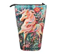 WZYCWB Pink Paper Cut Unicorn Printed Retractable Pen Holder for Dorm or Office use.