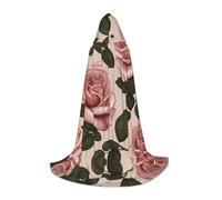 WZYCWB Pink roses Printed Small Hooded Cape, Holiday Party Costume, Carnival Party Prop, Sizes S/M/L