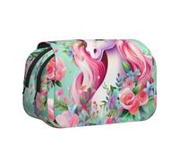 WZYCWB Pink Unicorn Portable Pencil Case ideal for organizing pens in the office or storing makeup brushes