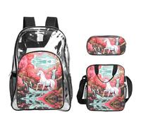 WZYCWB Pink Unicorn Printed backpack set | Lunch bag and pencil case | Perfect for work, business trips, and vacations.