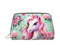 WZYCWB Pink Unicorn Printed Leather Cosmetic Bag - Stylish and Portable Cosmetic Storage Bag