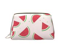 WZYCWB Pink Watermelon Patterned Leather Cosmetic Bag - Perfect for Carry-On or Home Organization