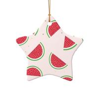 WZYCWB Pink watermelon patterned Star Shape ceramic pendant, perfect for decorating your home Christmas tree for winter parties