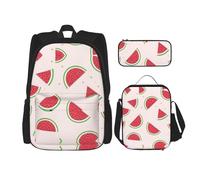 WZYCWB Pink Watermelon School Bag + Pencil case + Lunch Bag Combination Backpack Suitable for Everyday Commuting