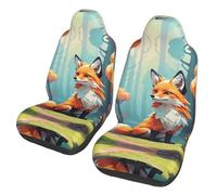 WZYCWB Pixel Forest Fox Car Seat Protectors (2 Pack), Auto Seat Covers Guard Sedan, SUV, Truck, Van, Bus & Ferry Seats