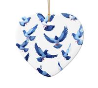 WZYCWB Pixel Pigeon Swarm patterned Heart Shape ceramic pendant, perfect for decorating your home Christmas tree for winter parties