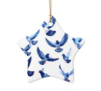 WZYCWB Pixel Pigeon Swarm patterned Star Shape ceramic pendant, perfect for decorating your home Christmas tree for winter parties