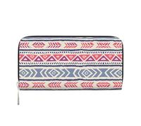 WZYCWB Plain geometric floral pattern Printed zippered wallet perfect for travel, business, and everyday wear. Holds cell phones and cash.