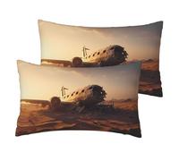 WZYCWB Plane wreckage Patterned 2-pack faux linen pillowcases, ideal for bedroom sofas