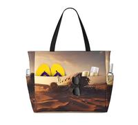 WZYCWB Plane wreckage Printed beach travel bag for swimming and fitness/supermarket shopping/seaside vacation