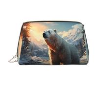 WZYCWB Polar Bear in Winter Patterned Leather Cosmetic Bag - Perfect for Carry-On or Home Organization