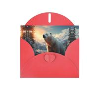 WZYCWB Polar bear in winter Patterned Red Holiday Card (6x4) with Envelope. Suitable for birthdays, weddings, and condolences.