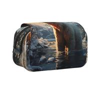 WZYCWB Polar bear in winter Printing Portable Pencil Case ideal for organizing pens in the office or storing makeup brushes