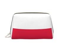 WZYCWB Polish Flag Patterned Leather Cosmetic Bag - Perfect for Carry-On or Home Organization