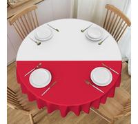 WZYCWB Polish Flag Printed Round Tablecloth, Party Table Protector, 60-inch Diameter, Suitable for Indoor and Outdoor Dining or Decoration.