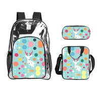 WZYCWB Polka Dot Deer Printed backpack set | Lunch bag and pencil case | Perfect for work, business trips, and vacations.