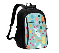 WZYCWB Polka Dot Deer Printed laptop backpack, business men's commuter backpack, computer bag with USB port charging