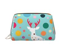 WZYCWB Polka Dot Deer Printed Leather Cosmetic Bag for Women - Stylish and Soft, Durable