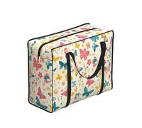 WZYCWB Portable Storage Tote Bag for Adults, One Size, Butterfly Floral Print, Polyester with Vinyl Lining, Zippered Closure, 53 x 40 x 23 cm, Foldable with Reinforced Handles