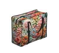 WZYCWB Portable Storage Tote Bag for Adults, One Size, Floral Print, Polyester with Vinyl Lining, Zippered Closure, 53 x 40 x 23 cm, Foldable with Reinforced Handles