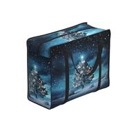 WZYCWB Portable Storage Tote Bag, Snowy Night Christmas Tree Print, One Size, Polyester, Zippered, 53 x 40 x 23 cm, Foldable with Reinforced Handle