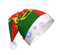 WZYCWB Portuguese flag Adult Santa Hats, Plush New Year Christmas Party Gifts, Unisex New Year LED Light Santa Hats