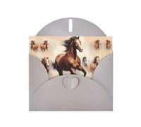 WZYCWB Prancing Brown Horse Printed Gray Pearlescent Paper Holiday Card with Envelope. Suitable for birthday wishes wedding congratulations and condolences.
