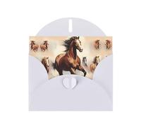 WZYCWB Prancing Brown Horse Printed White Pearlescent Paper Holiday Card with Envelope. Suitable for birthday wishes wedding congratulations and condolences.