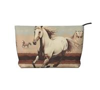 WZYCWB Prancing White Horse Patterned Toiletry Storage Bag, Essential for organizing Cosmetics and Skincare Products.