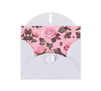 WZYCWB Pretty Pink Roses Patterned White Holiday Card (6x4) with Envelope. Suitable for birthdays, weddings, and condolences.