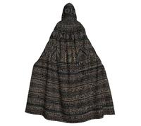 WZYCWB Primitive tribal line pattern simple Halloween hooded cape, a stylish adult cape perfect for carnivals, themed parties, and masquerades.