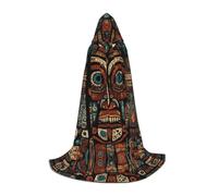 WZYCWB primitive tribal totem pattern Printed Medium Hooded Cape, Holiday Party Costume, Carnival Party Prop, Sizes S/M/L