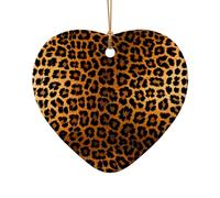 WZYCWB print Leopard pattern patterned Heart Shape ceramic pendant, perfect for decorating your home Christmas tree for winter parties
