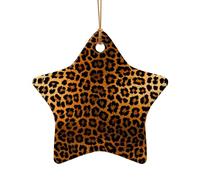 WZYCWB print Leopard pattern patterned Star Shape ceramic pendant, perfect for decorating your home Christmas tree for winter parties