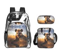 WZYCWB Prone Hyena Printed backpack set | Lunch bag and pencil case | Perfect for work, business trips, and vacations.