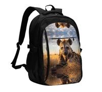 WZYCWB Prone Hyena Printed laptop backpack, business men's commuter backpack, computer bag with USB port charging